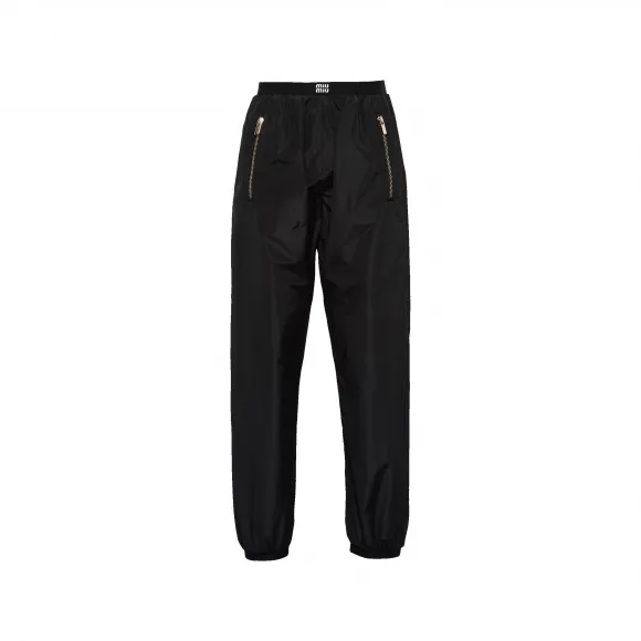 缪缪/Miu Miu 黑色 科技丝质慢跑裤 MP1634-121G-F0002
