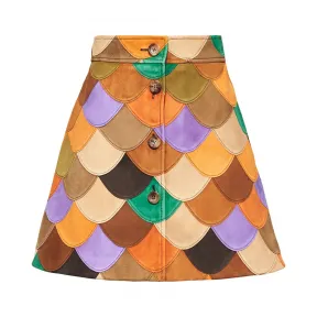 缪缪/Miu Miu 麂皮拼接半身裙 MPD618_1WMJ_F0030