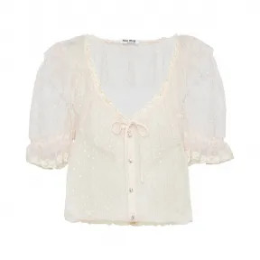 缪缪/Miu Miu 薄纱上衣 MT1479_1LN1_F0A48