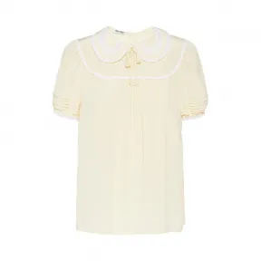 缪缪/Miu Miu 双绉和蕾丝嵌饰上衣 MT1485_1K9D_F0032