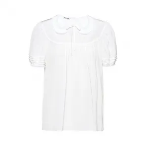 缪缪/Miu Miu 双绉和蕾丝嵌饰上衣 MT1485_1K9D_F0K74