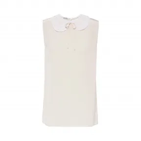 缪缪/Miu Miu 双绉和蕾丝嵌饰上衣 MT1487_1K9D_F0924