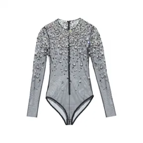 缪缪/Miu Miu 黑色 刺绣薄纱连体衣裤 MT1667-4HC-F0002