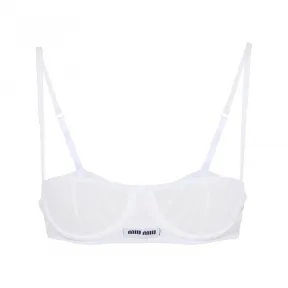 缪缪/Miu Miu 白色 罗纹针织半杯型文胸 RG9444-121N-F0009