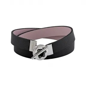 万宝龙/Montblanc 灰褐色和黑色双面皮革包裹手链 60 号 11902460