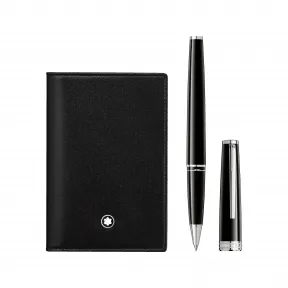 万宝龙/Montblanc MB128954-PIX黑色签字笔和大班系列黑色卡片夹套装