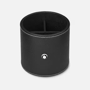 万宝龙/Montblanc 黑色皮革圆形笔筒 - 奢华笔盒 MB133163