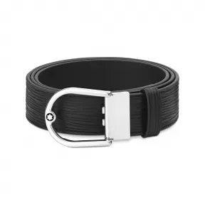 万宝龙/Montblanc MB198634-马蹄形带扣黑色/光面黑色双面皮带（35毫米）