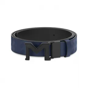 万宝龙/Montblanc MB198648-万宝龙风尚3.0系列M扣蓝色/光面黑色双面皮带（35毫米）