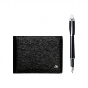 万宝龙/Montblanc 星际行者系列铂金幼线笔和带6个信用卡位的Westside黑色皮夹套装 U0117083