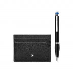 万宝龙/Montblanc MB123755-星际行者系列树脂圆珠笔和匠心系列黑色皮夹（5个信用卡位）礼品套装