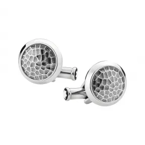 万宝龙/Montblanc 圆形精钢袖扣，搭配锤击纹嵌件 U0124207