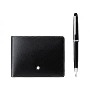 万宝龙/Montblanc MB127052-大班系列镀铂金圆珠笔经典款及大班系列皮夹（6个信用卡位）套装