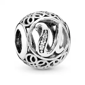 潘多拉/Pandora 复古字母U锆石 925银串饰791865CZ
