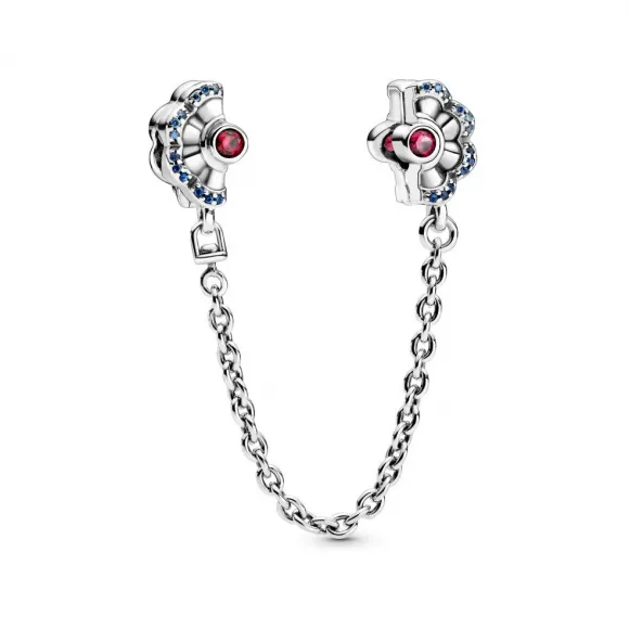 潘多拉/Pandora 蓝色和粉色扇子安全链固定夹, 安全链, 925银,798163SRUMX