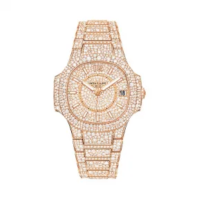 百达翡丽/Patek Philippe Nautilus 运动 鹦鹉螺 系列 18k玫瑰金镶钻 自动机械机芯 女表 7021-1R-001