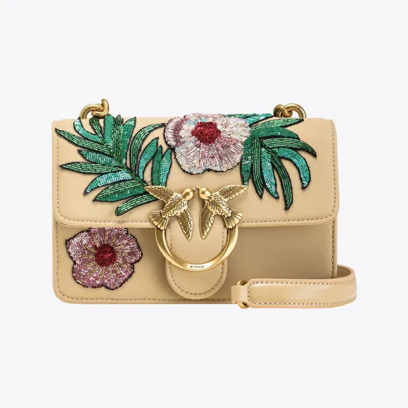 品高/Pinko Mini Love Bag One 閃亮刺锈手袋 100059A0OEO81Q