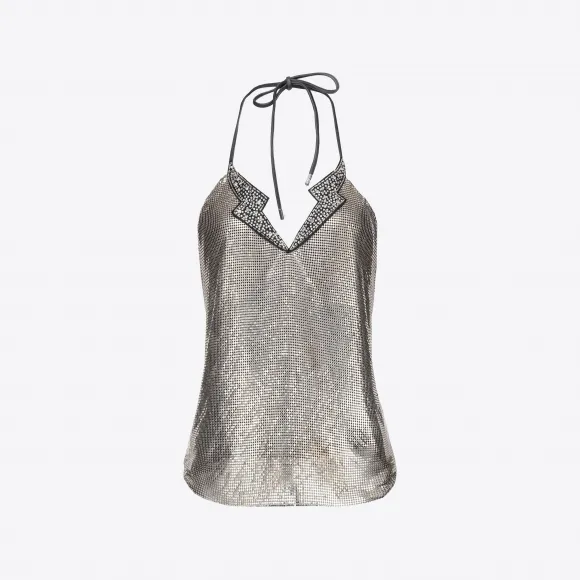 品蔻/Pinko 露背金属感上衣 100197A0HFI17