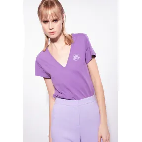 品高/Pinko 徽标装饰 V 领 T 恤 100372A0KOYB1