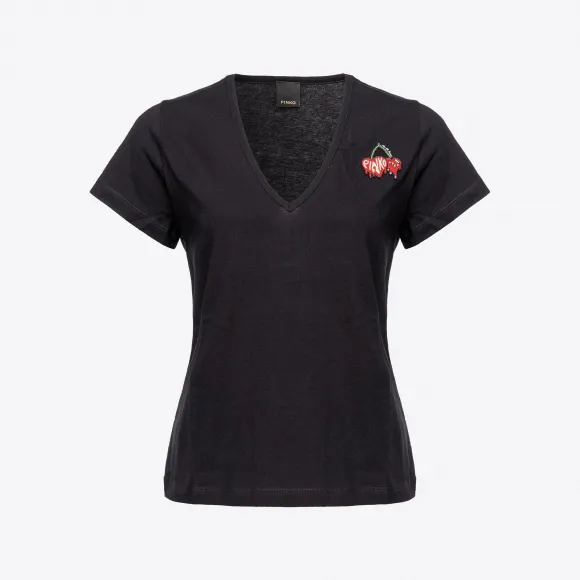 品蔻/Pinko 樱桃刺绣 T 恤 100372A0U3Z99