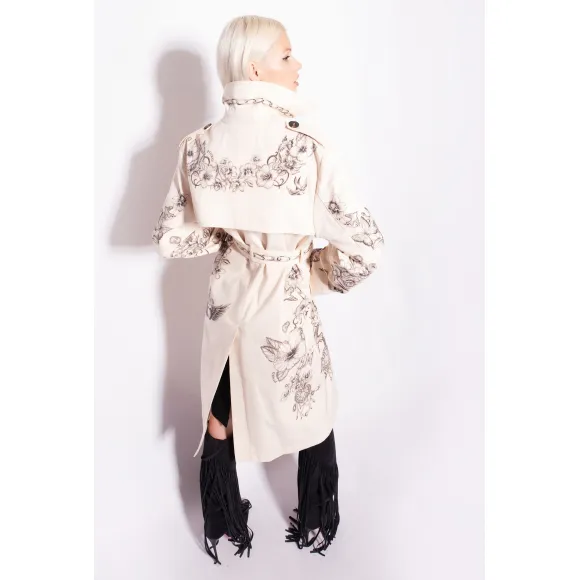 品高/Pinko 刺青印花风衣 100990A0TLDZ5