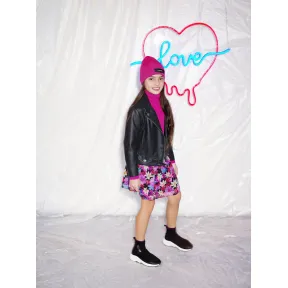 品高/Pinko MULTICOLOUR - BLACK/玫红色 ACROBATA印花乔其纱半身裙 1A11F8Y5PJZY5