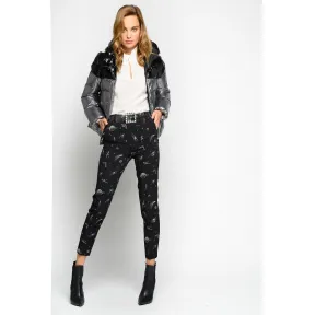 品高/Pinko 黑色 白色 BELLA 11饰有徽标的PLANET PRINT裤子 1B146H7817ZZ2