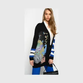 品高/Pinko 黑色 粉蓝色 白色 宽松提花+印花开衫 1B147TV06YZFG