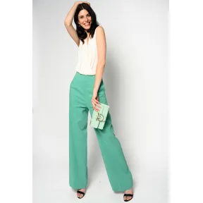 品高/Pinko 麻和粘胶混纺帆布阔腿裤 1B14F3-7435U41