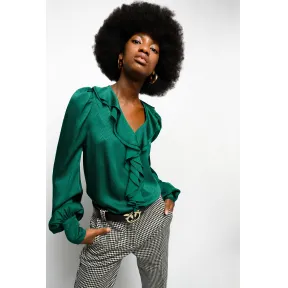 品高/Pinko 褶饰花边装饰人字纹图案提花流动感罩衫 1B14VM-8256X43