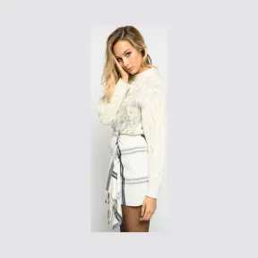 品高/Pinko 白色 蓝色 NOLEGGIARE格子图案无条纹短裙 1G14BW7625ZE0