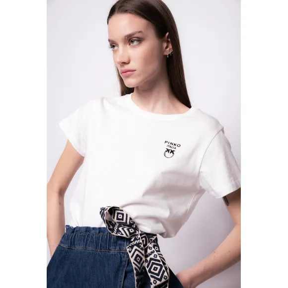 品蔻/Pinko 迷你 Love Birds 刺绣 T 恤 1G173FY7XKZ14