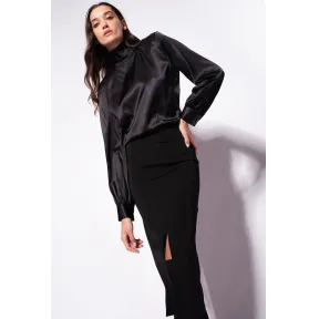 品蔻/Pinko 弹力色丁高领罩衫 1G188HZR64Z99