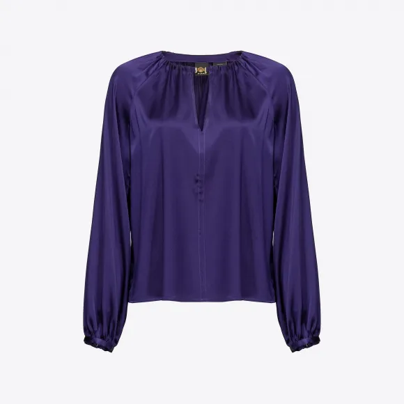 品蔻/Pinko 弹力色丁长袖罩衫 1G188JZR64W86