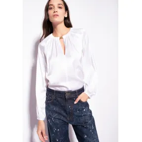 品蔻/Pinko 弹力色丁长袖罩衫 1G188JZR64Z04