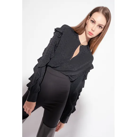 品蔻/Pinko 徽标提花真丝罩衫 1G18FBA01PZ99