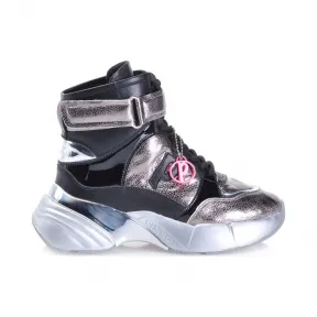 品高/Pinko 银色/BLACK LUGANO叠层鳄鱼皮和专利皮革运动鞋 1H20NXY5MHIZ2