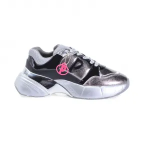 品高/Pinko 银色/BLACK OLIVO层压鳄鱼皮皮革和专利皮革运动鞋 1H20P1Y5MLIZ2