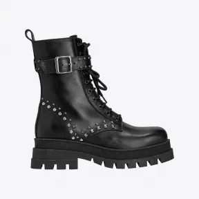 品蔻/Pinko 铆钉与袢带皮革军靴 1H2136A073Z99