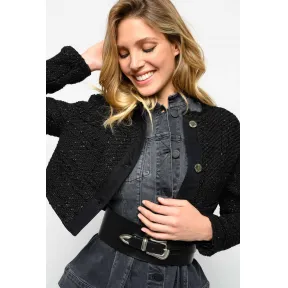 品高/Pinko LIMOUSINE BLACK 竖琴舒适斜纹夹克 1J10B0Y5PPZ99