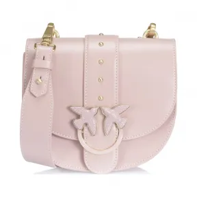 品高/Pinko 粉红色 ROUND LOVE简约真丝小牛皮表带单肩包 1P21EFY5FFQ19