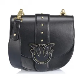 品高/Pinko LIMOUSINE BLACK ROUND LOVE简约真丝小牛皮表带单肩包 1P21EFY5FFZ99