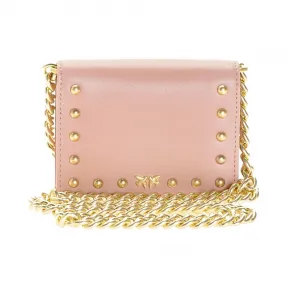 品高/Pinko 粉红色 BALTIMORE丝质小牛皮小牛皮信用卡夹（带链） 1P21EMY5FFQ19