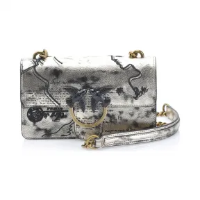 品高/Pinko 青铜色 迷你LOVE浪漫斜纹皮革链条+肩带单肩包 1P21FCY5U8ZZO