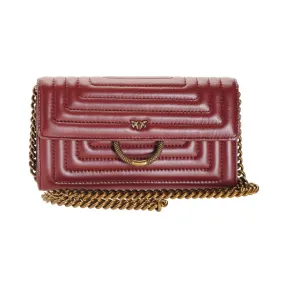 品高/Pinko 红色 链式羊皮纳帕皮钱包 1P21GVY5V1R35