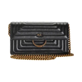 品高/Pinko LIMOUSINE BLACK 链式羊皮纳帕皮钱包 1P21GVY5V1Z99