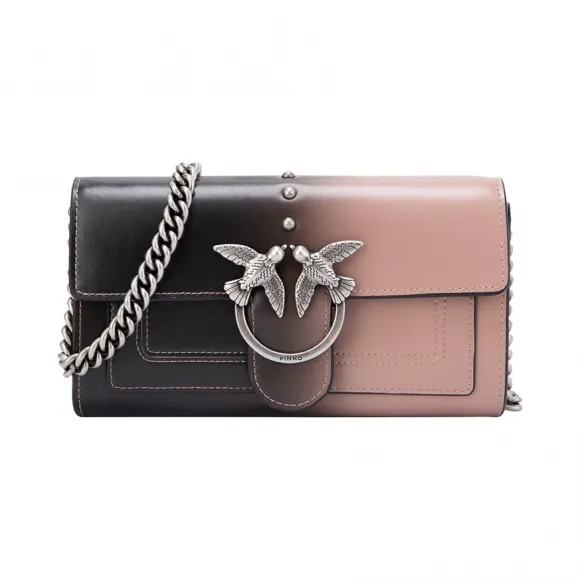 品高/Pinko  黑色/啡色 皮革 链条包 1P21GX-Y5UWZN2