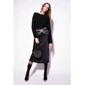 品蔻/Pinko 珠宝腰带缎布半裙 1W114RA09EZ99