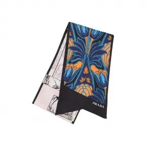 普拉达/Prada Double Match 漫画和郁金香印花长丝巾 1FF007 2CAY F0KPK