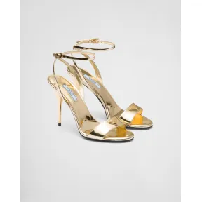 普拉达/Prada 金属质感皮革凉鞋 1X003N-3AU1-F0522